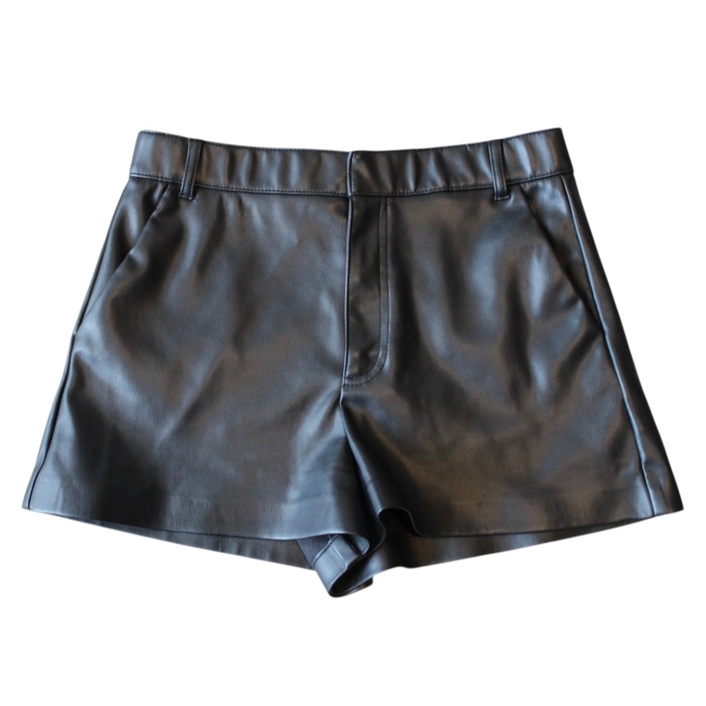 Zara Black Faux Leather High-Waist Shorts